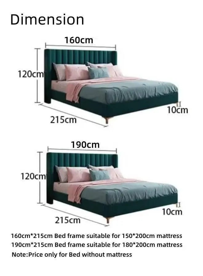 Wooden Twist Greenish Modernize Velvet Upholstery Bed for Luxury Bedroom - Wooden Twist UAE