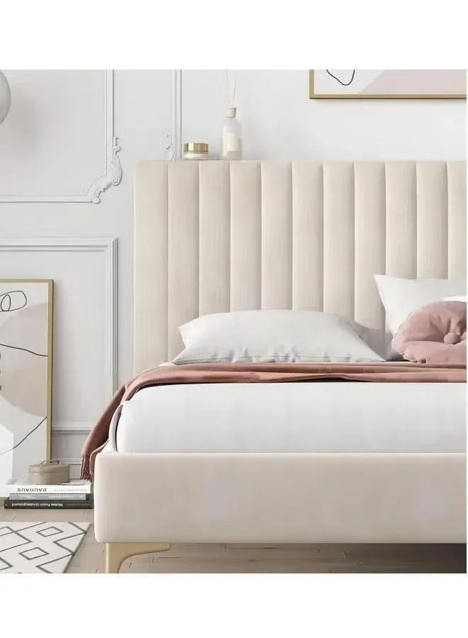 Soft Beige Velvet Fabric Finish