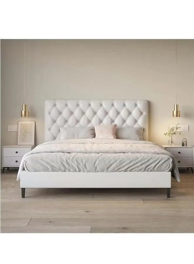 Wooden Twist Obvious Button Tufted Modernize Velvet Upholstery Bed for Luxury Bedroom - Wooden Twist UAE