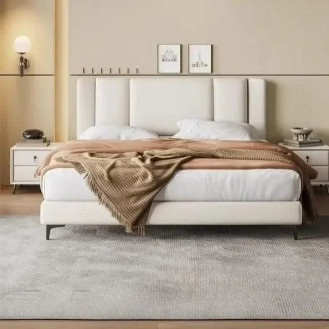 A Beige Leatherette Bed for a Luxury Bedroom