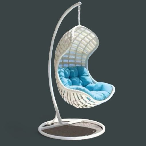 Wooden Twist Elegant Evoke Decorative Flat Rattan Swing Hanging Stylish Outdoor Patio Furniture for Garden and Porch