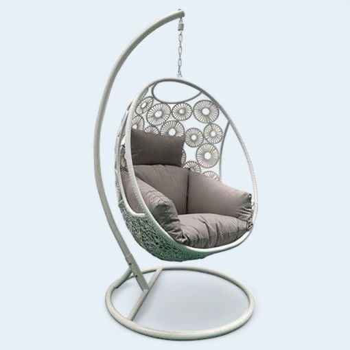Wooden Twist Elegant Provoke Decorative Egg Shape Hanging Swing - Stylish Outdoor Patio Furniture for Garden and Porch ( Grey )