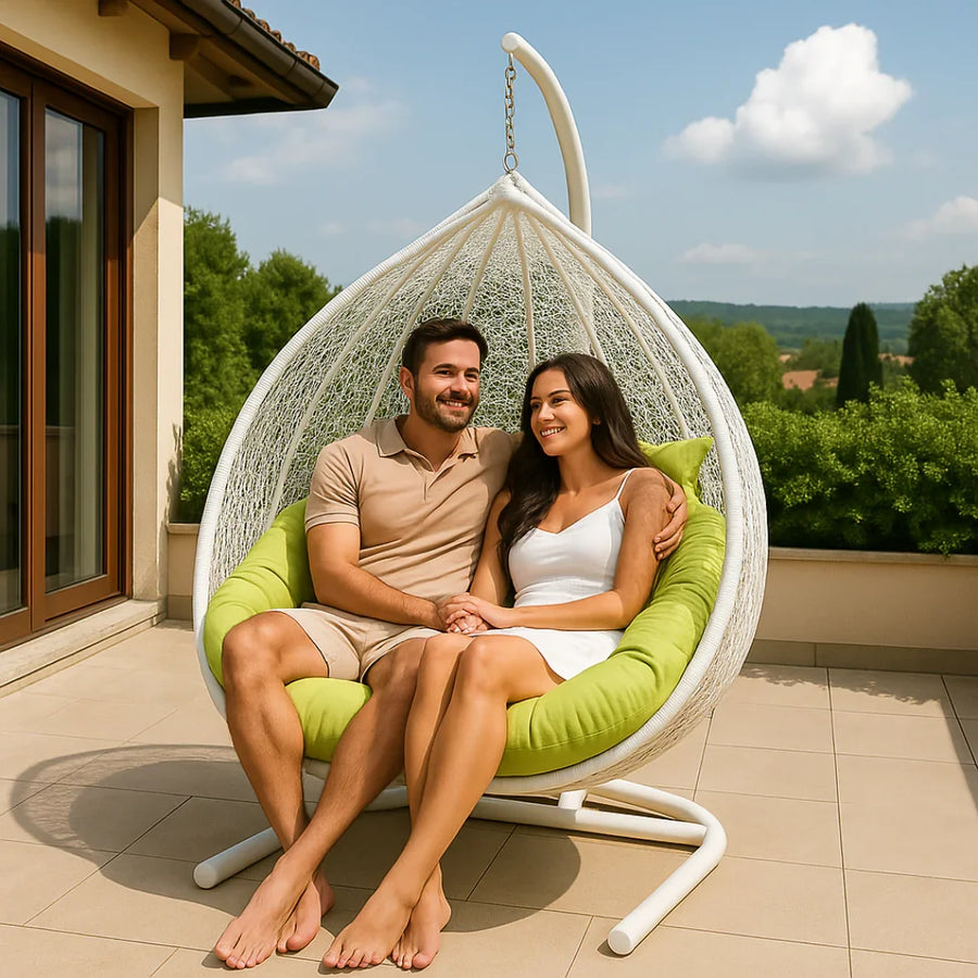 Durable Steel Frame with Woven Wicker Finish