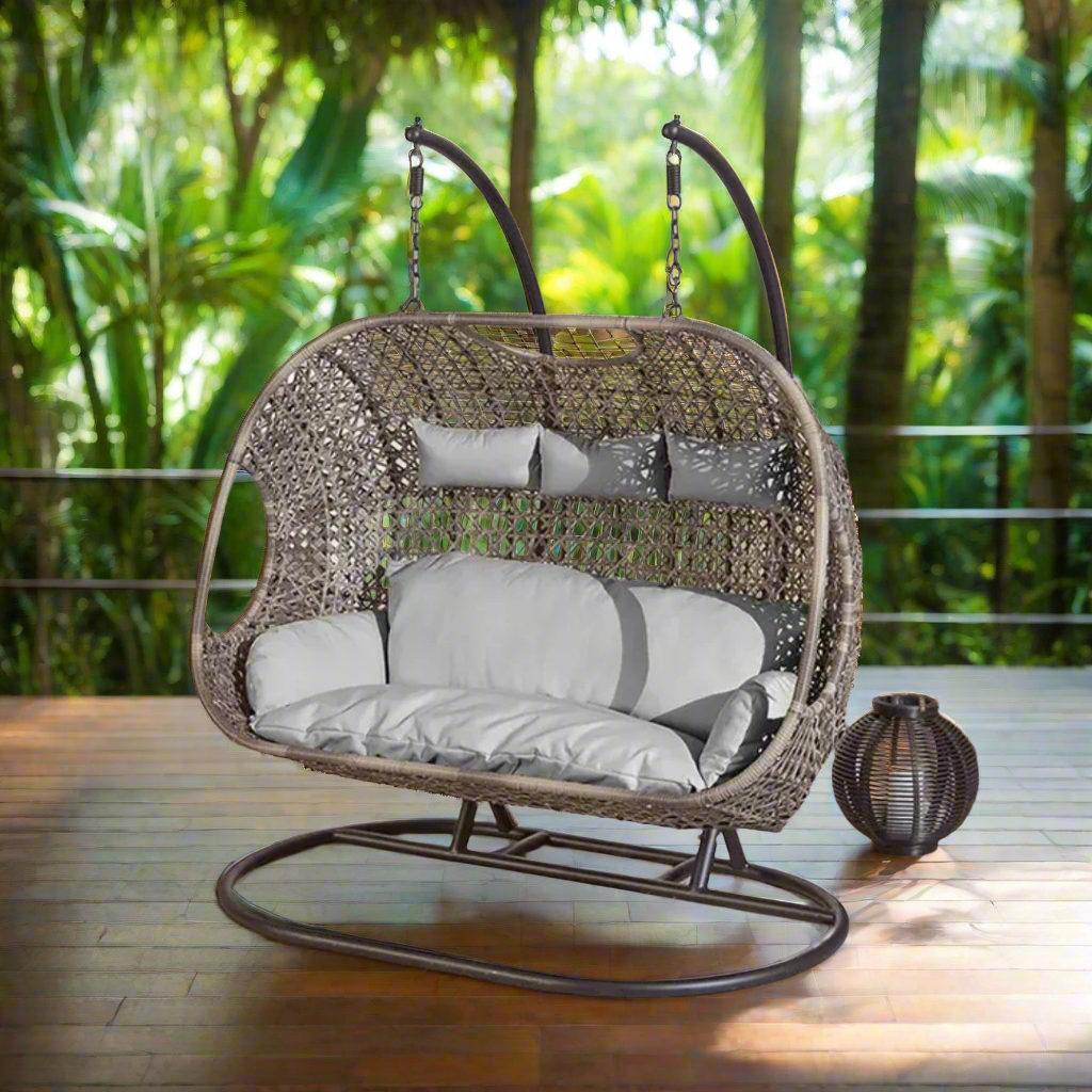 Buy Wooden Twist Wicker Patio 3 Seater Hanging Swing Online at uae Wooden Twist UAE