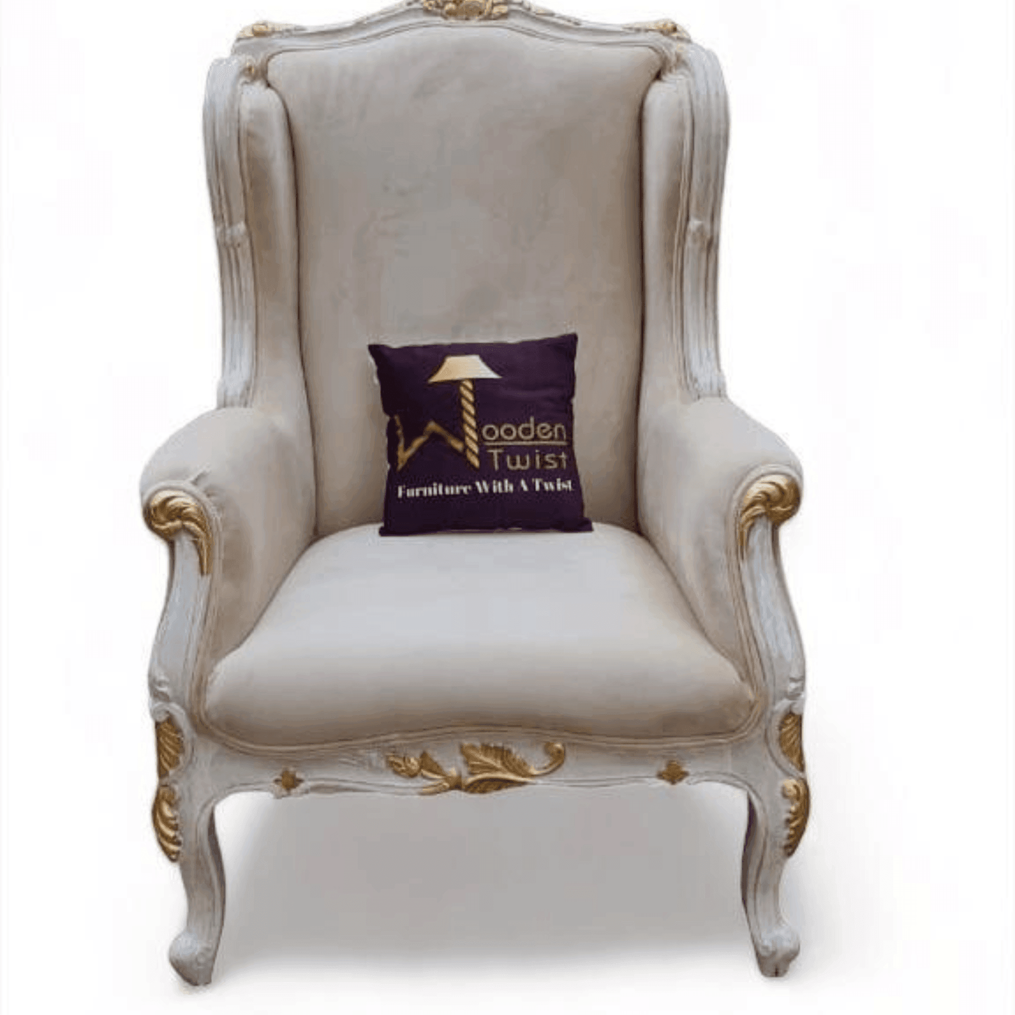 Hand Craved Wooden Wing Back Arm Chair - Wooden Twist UAE