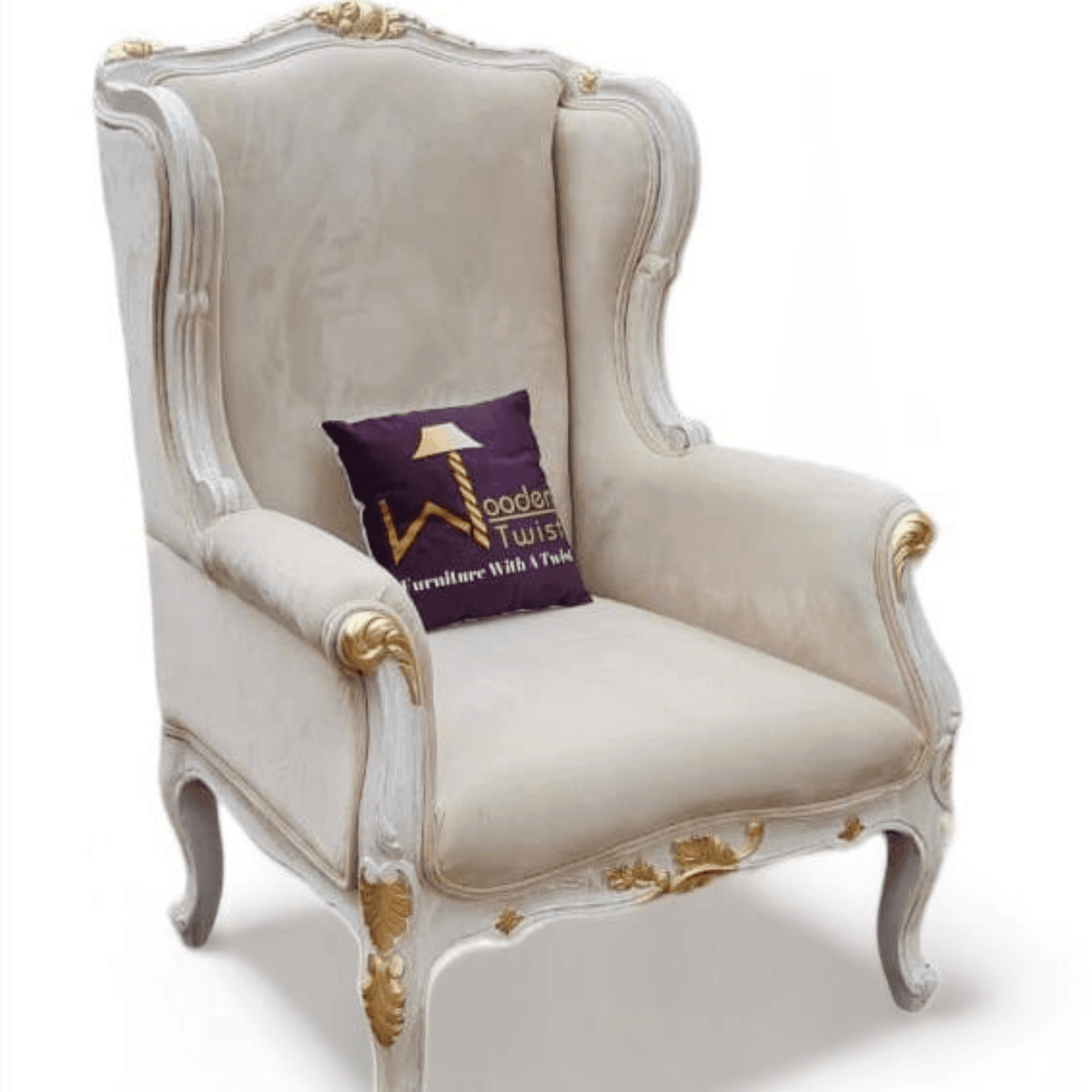 Hand Craved Wooden Wing Back Arm Chair - Wooden Twist UAE