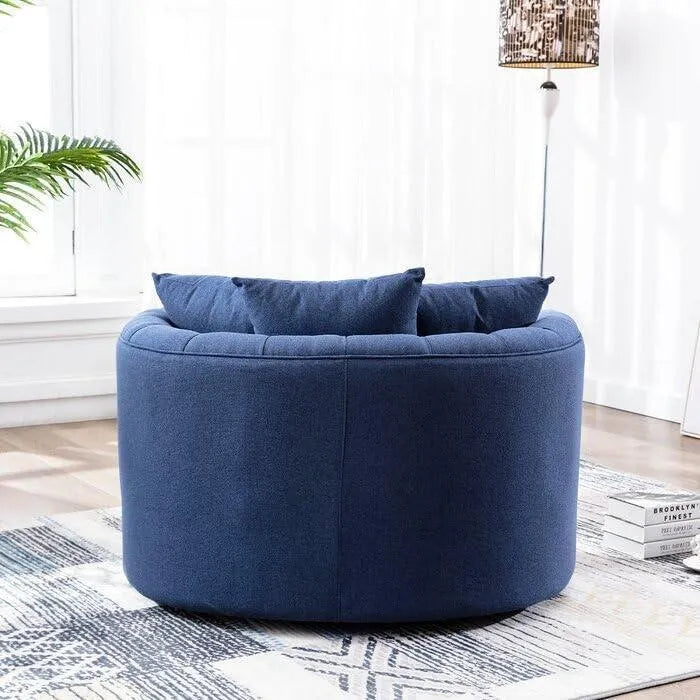 Wooden Twist Barrel Button Tufted Design Modern Round Sofa For Living Room with 3 Pillows - Wooden Twist UAE