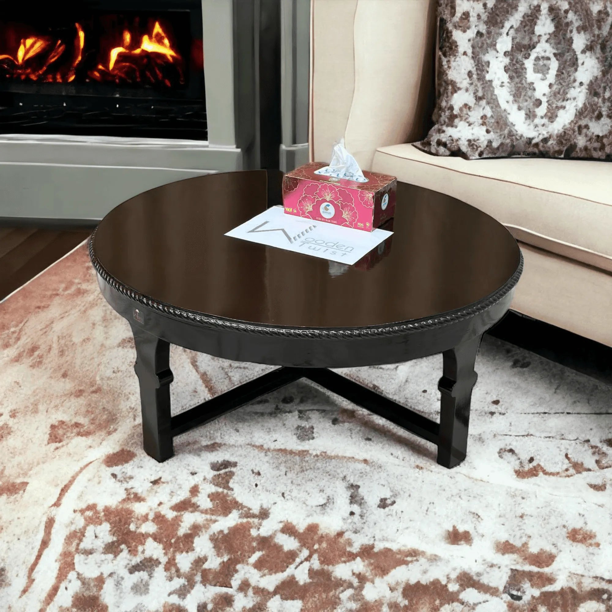 Wood Twist Round Coffee Table