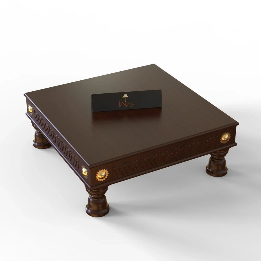 Solid teak wood in a warm brown finish