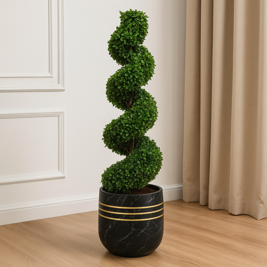Realistic Silk Foliage in a Sculpted Spiral