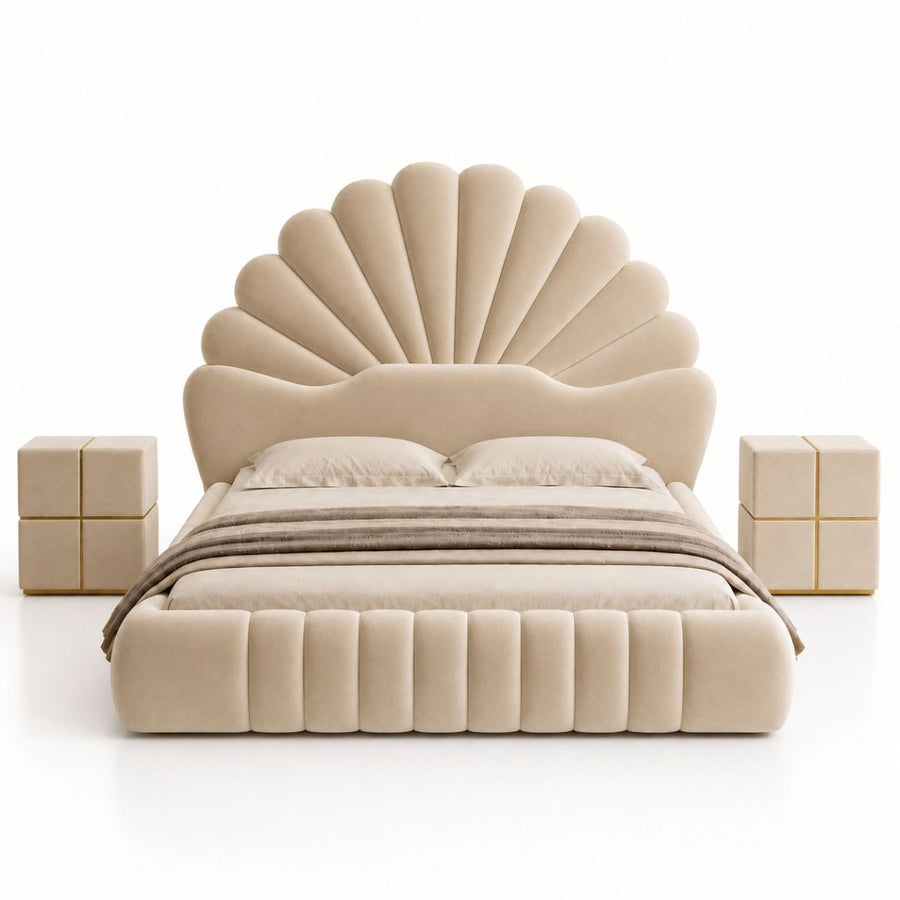 Ultra-Soft Beige Velvet Upholstery