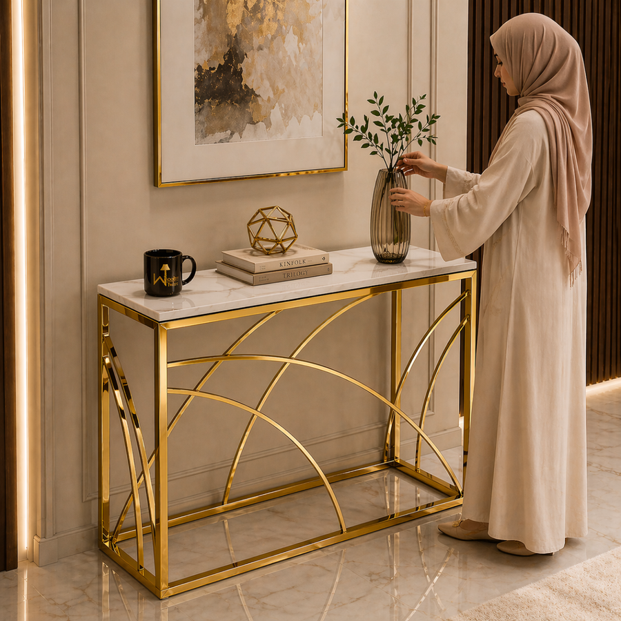 Polished Marble Meets Gold Steel