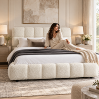 Wooden Twist Awf Tufted Boucle Bed White – Bedroom with Model