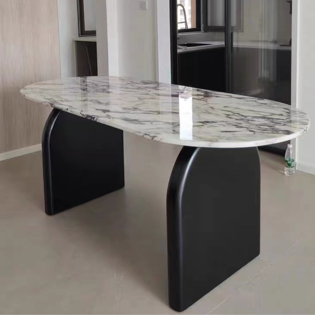 6 seater marble dining set