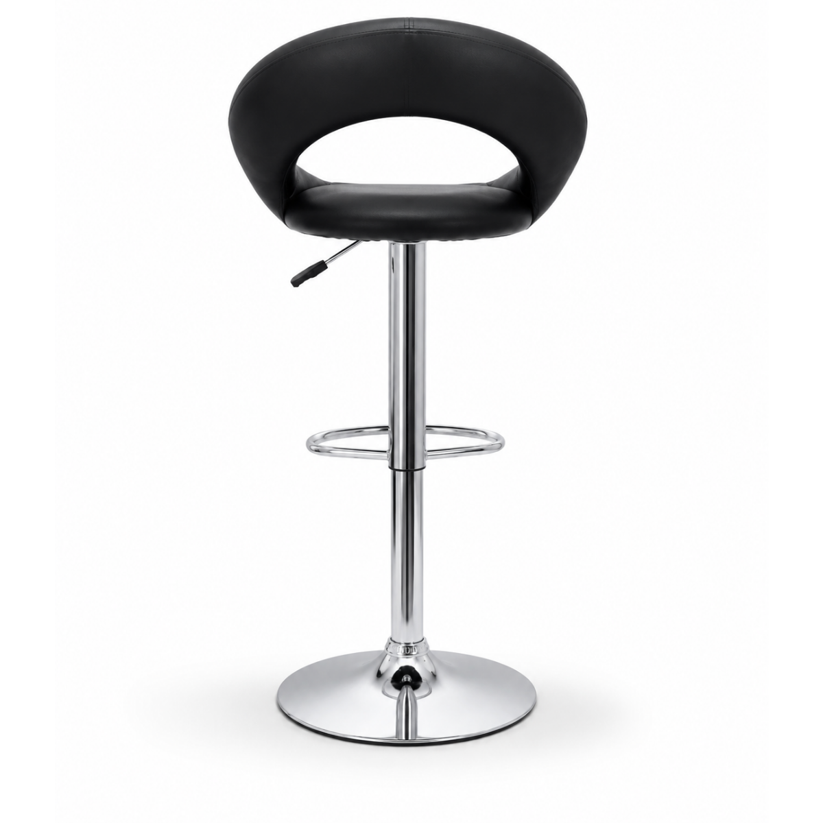 Wooden Twist Luxury Adjustable Height Bar Stool with Curved Wraparound PU Leather Backrest & Chrome Base