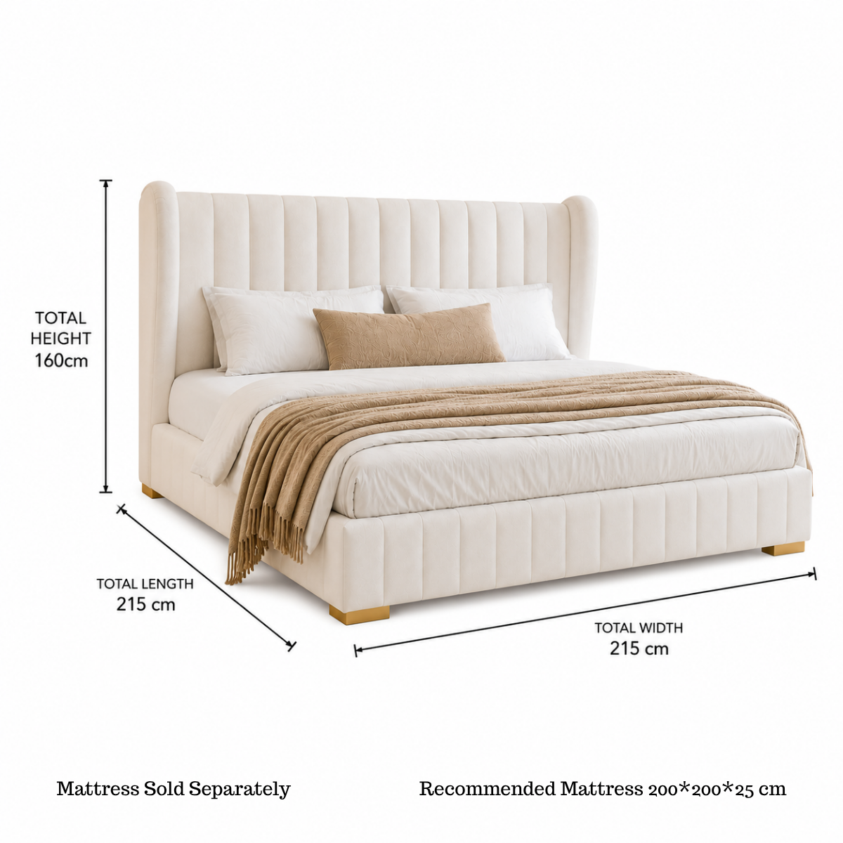 Buoyant Floating Wingback Velvet Upholstered Luxury Bed