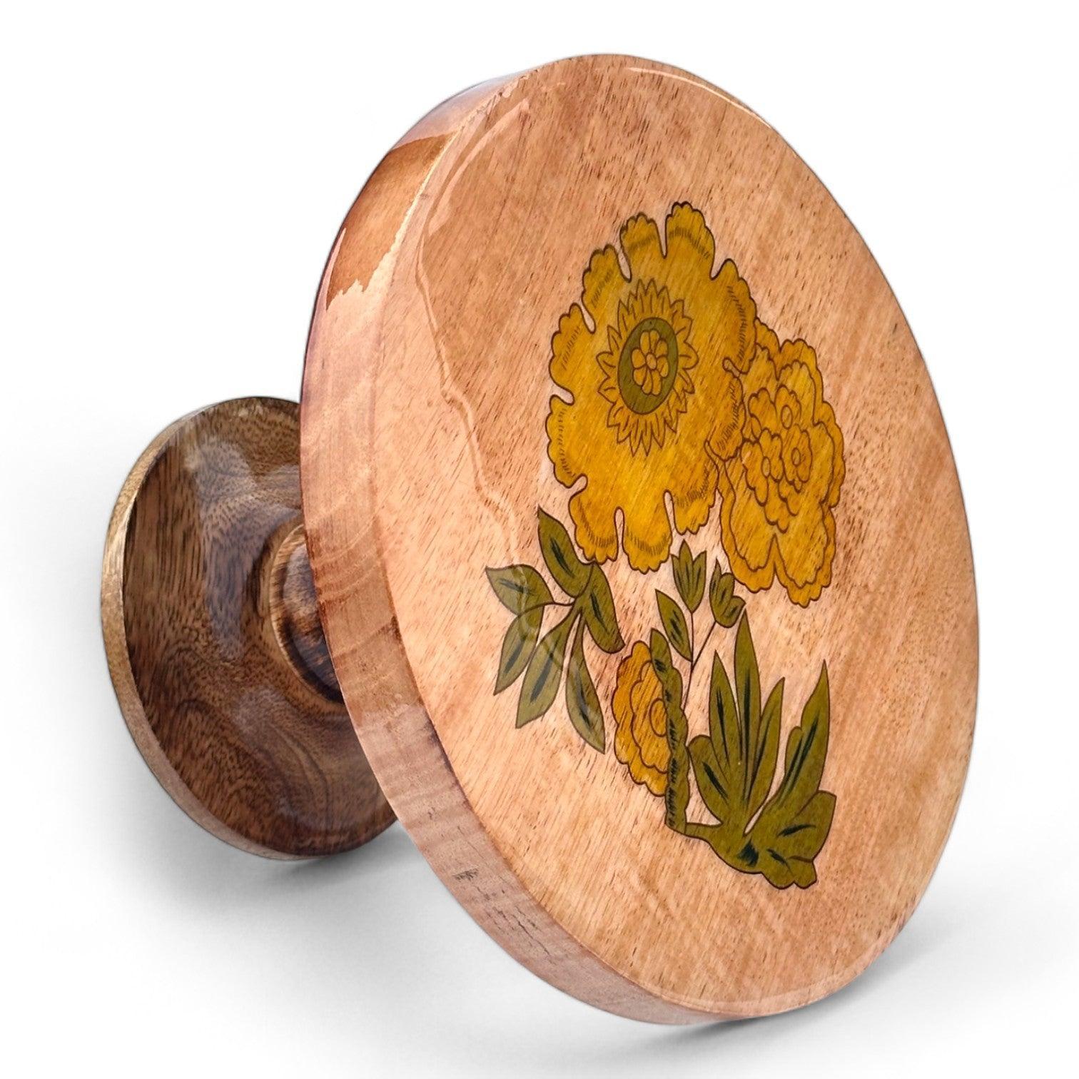 Wooden Twist Sylvan Mango Wood Foldable Floral Round Cake Stand Rustic & Elegant Cake Display - Wooden Twist UAE