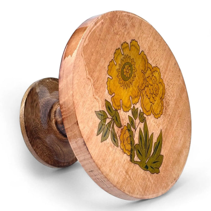 Wooden Twist Sylvan Mango Wood Foldable Floral Round Cake Stand Rustic & Elegant Cake Display