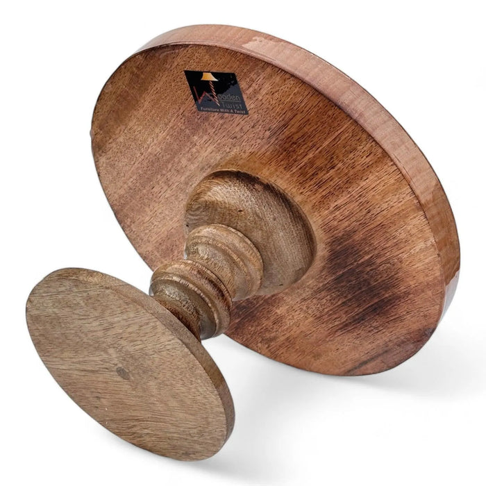 Wooden Twist Sylvan Mango Wood Foldable Floral Round Cake Stand Rustic & Elegant Cake Display