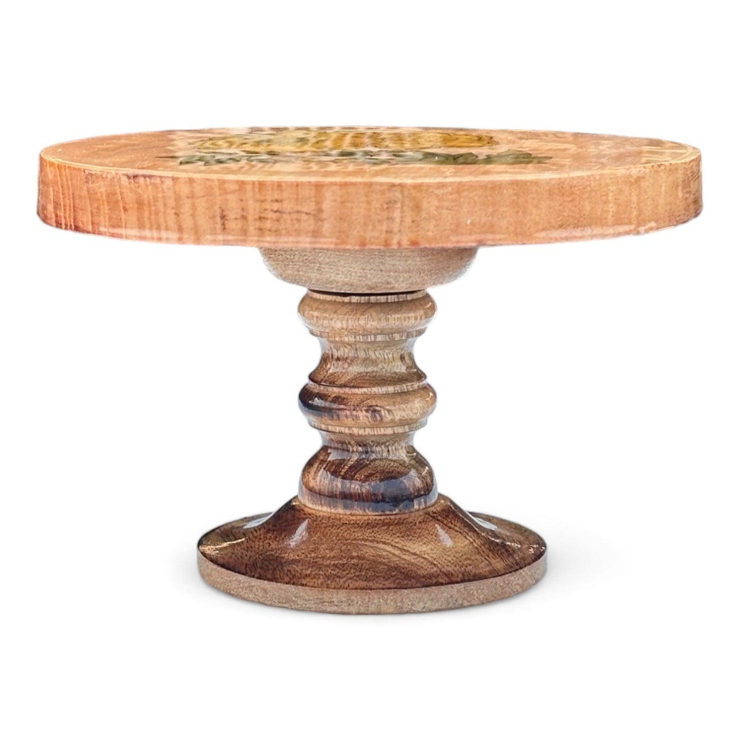 Wooden Twist Sylvan Mango Wood Foldable Floral Round Cake Stand Rustic & Elegant Cake Display - Wooden Twist UAE