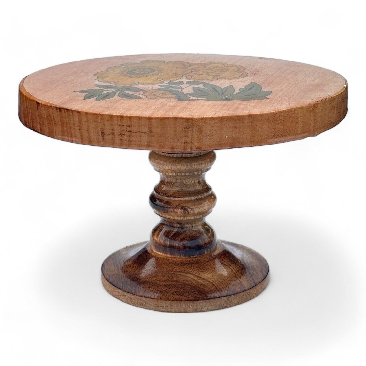 Wooden Twist Sylvan Mango Wood Foldable Floral Round Cake Stand Rustic & Elegant Cake Display - Wooden Twist UAE