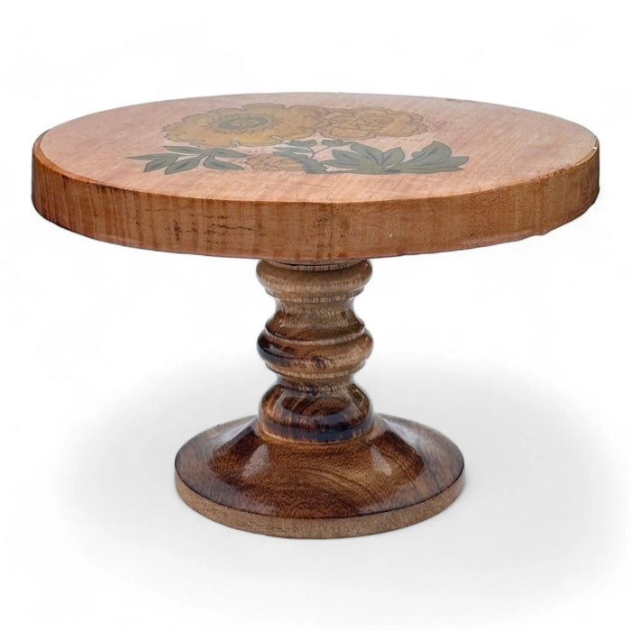 Wooden Twist Sylvan Mango Wood Foldable Floral Round Cake Stand Rustic & Elegant Cake Display