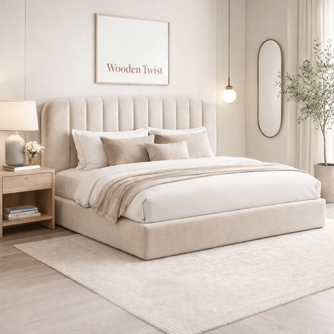 Calmora Luxury Bed Minimal Modern Upholstered Bed