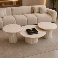 Wooden Twist Celeste Marble Coffee Table Set - lifestyle living room view