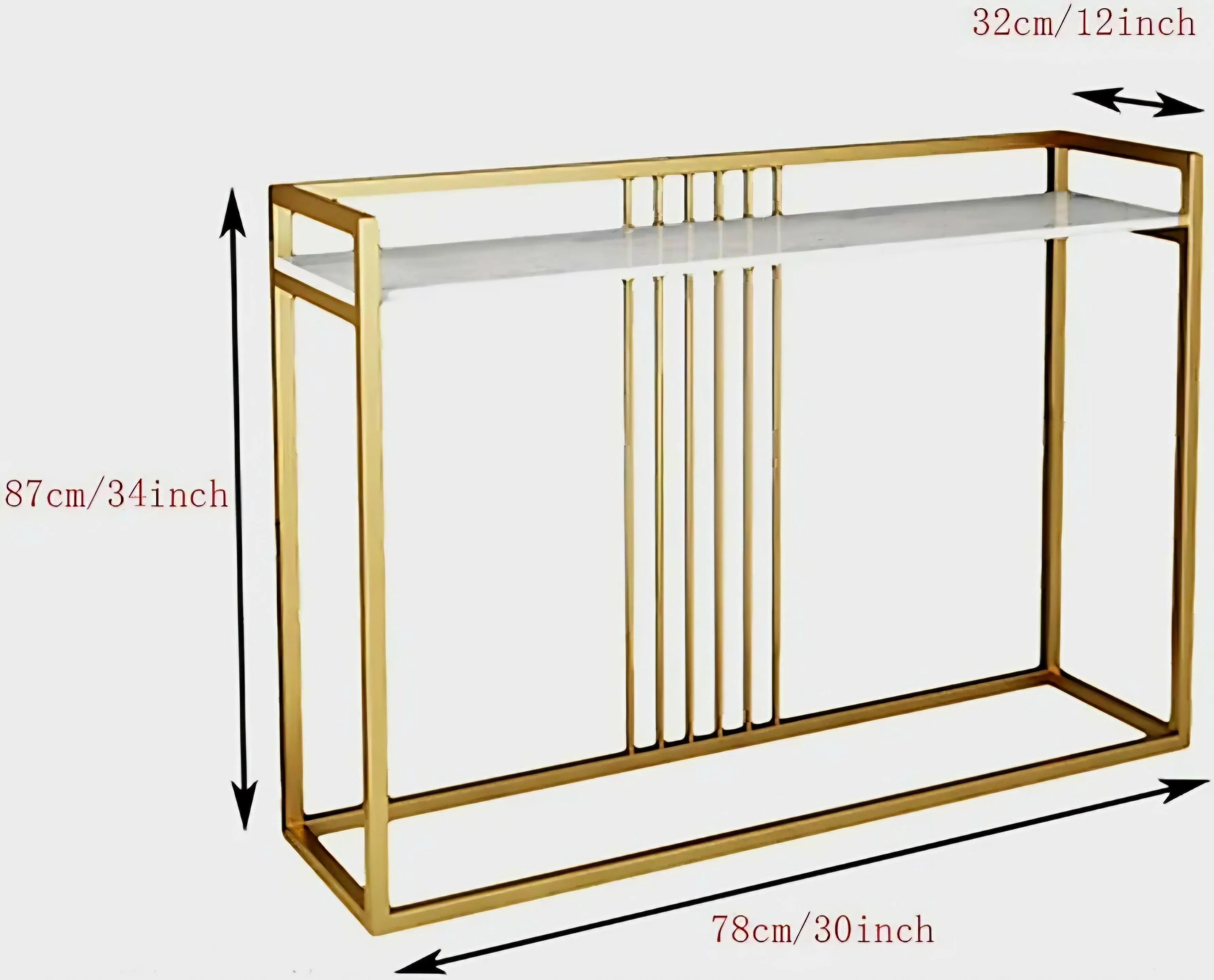 Golden metallic console table