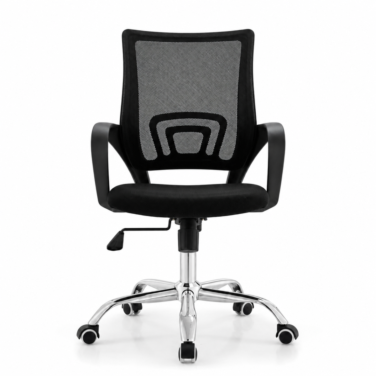 Wooden Twist Ergonomic Black Mesh Office Chair with Chrome Base & Tilt Function