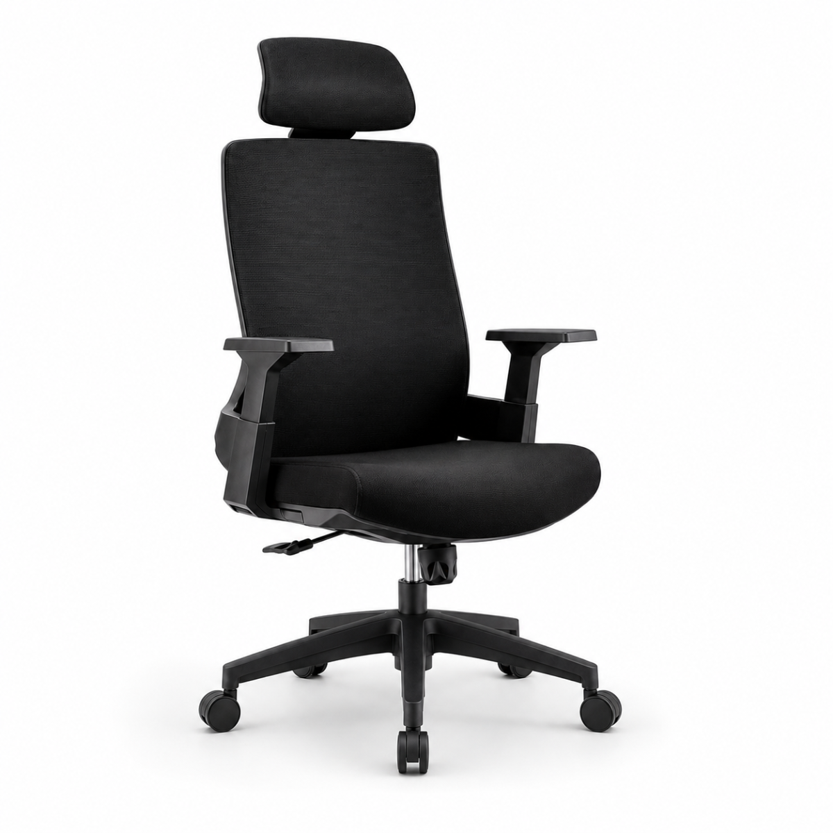 Wooden Twist ergonomic high-back office chair with headrest on white background