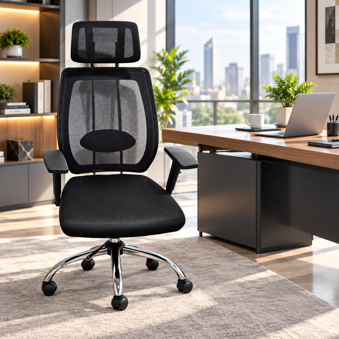 Wooden Twist Ventra High Back Mesh Office Chair Black – Executive Office
