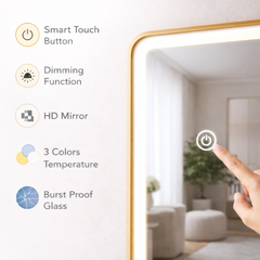 Golden Smart LED Mirror with Touch Control