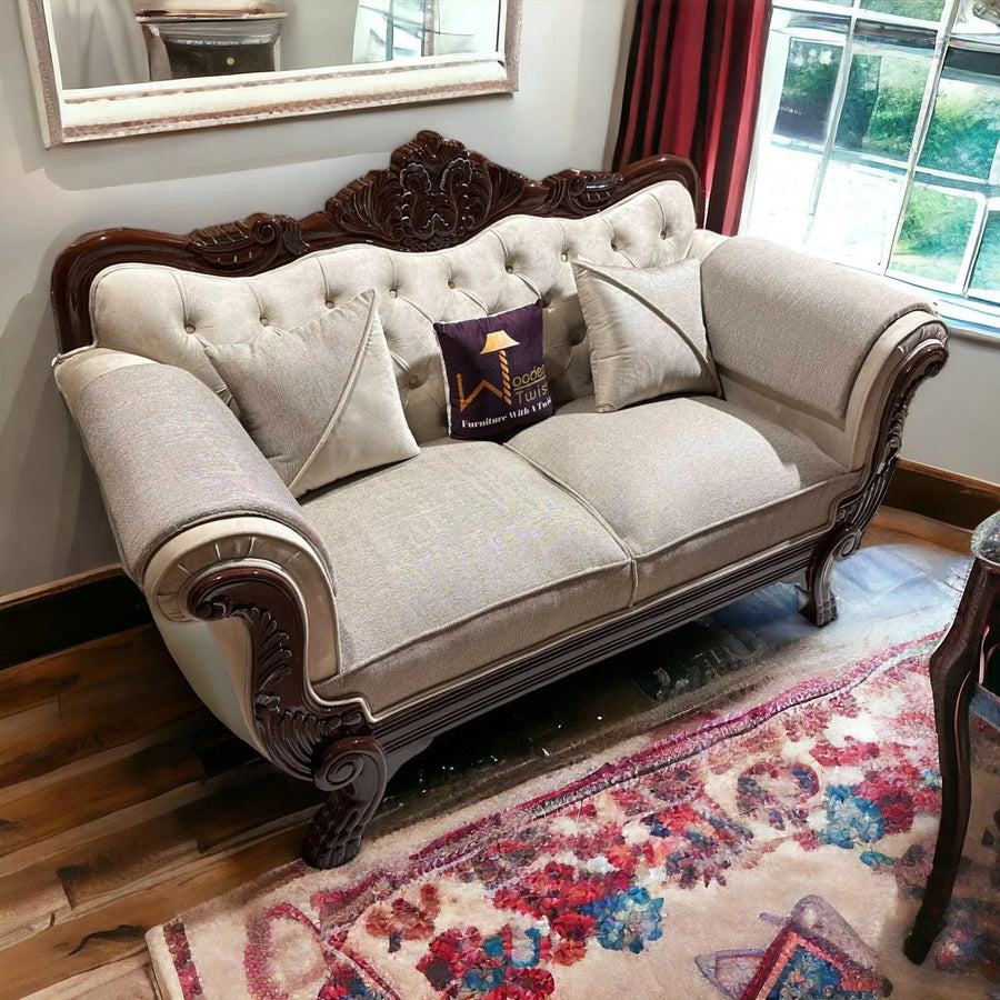 Teak Wood, Jute, and Velvet Detailing