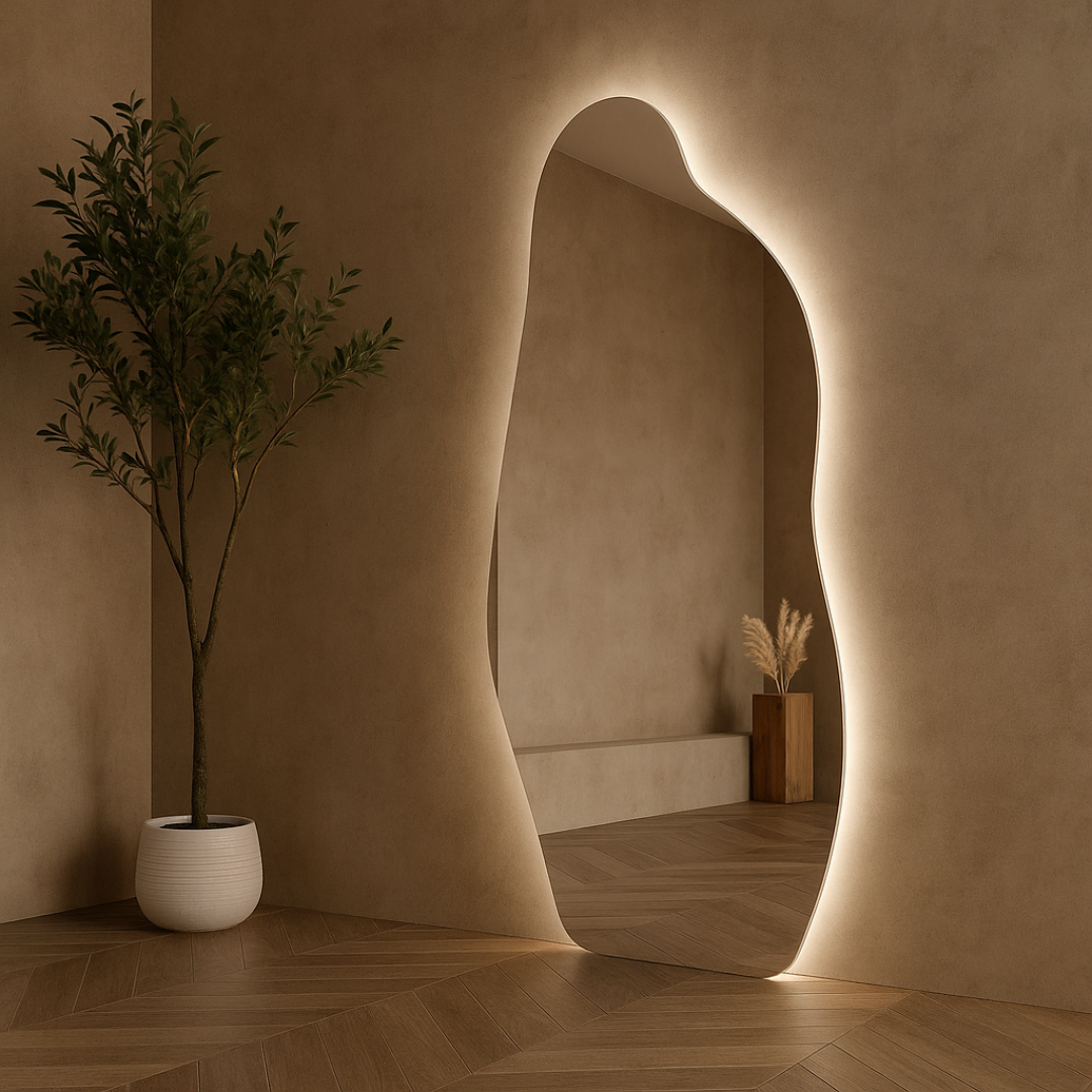 A Sculptural Mirror That Lights the Way You Get Ready