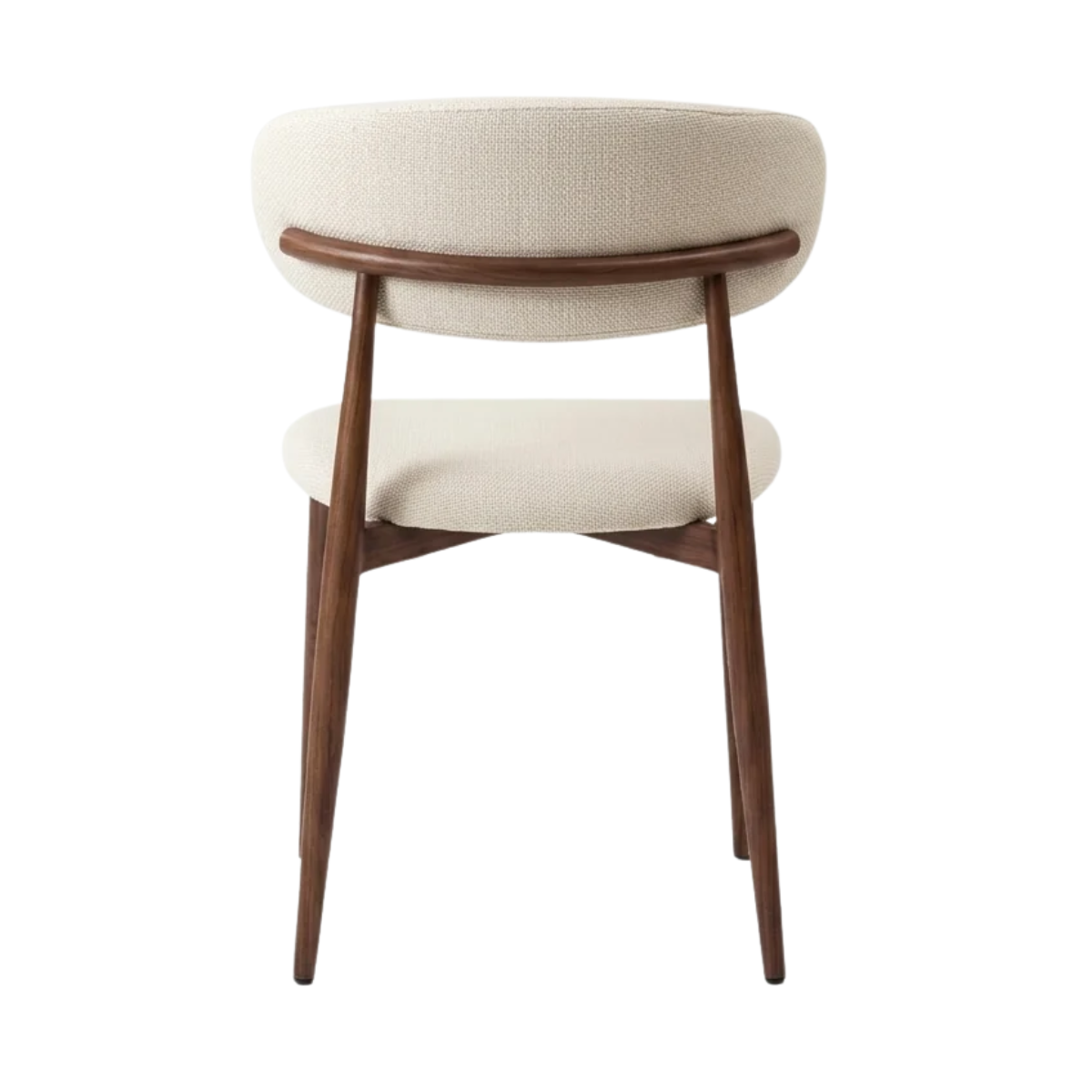 Wooden Twist Liora Luxe Curved Back Dining Chair product shot on white background, rear view showing walnut frame