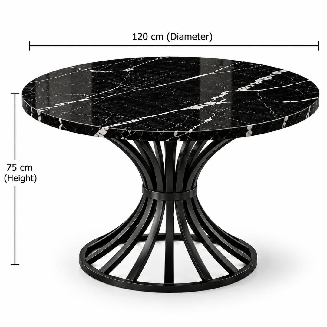 Noir dining table 120 cm diameter x 75 cm high dimensions