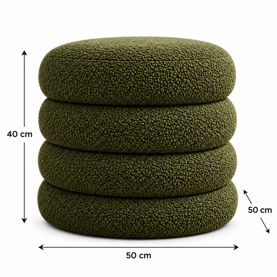 Marlo boucle pouf dimensions: 50 cm x 50 cm x 40 cm high