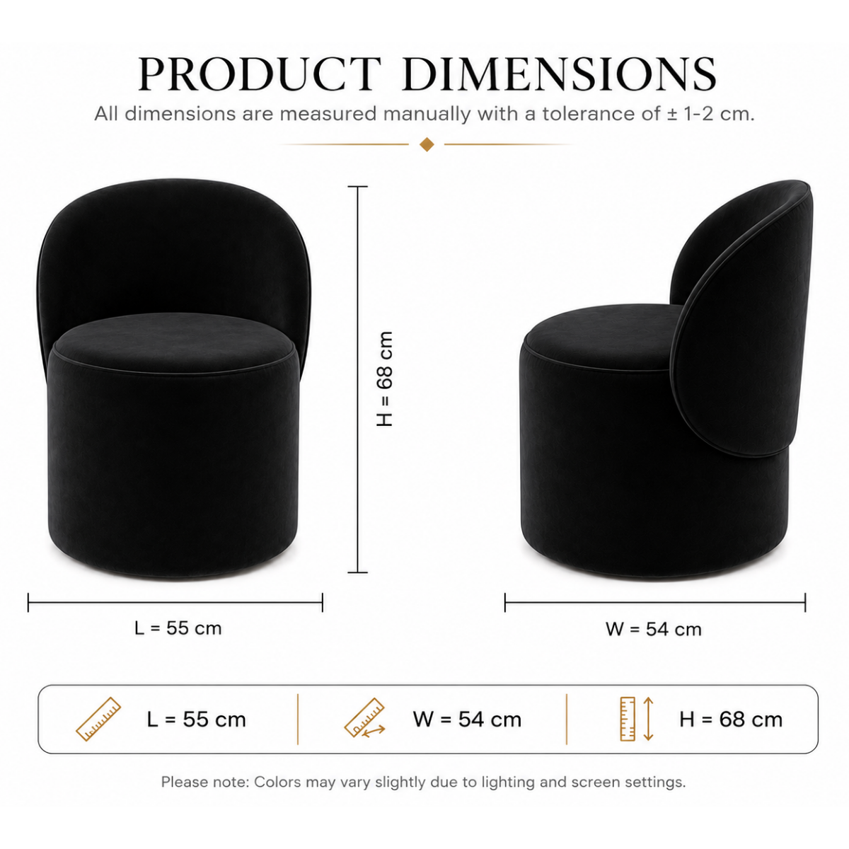 Wooden Twist Luxe Round Velvet Accent Chair with Ergonomic Curved Backrest – Living Room, Bedroom & Lounge