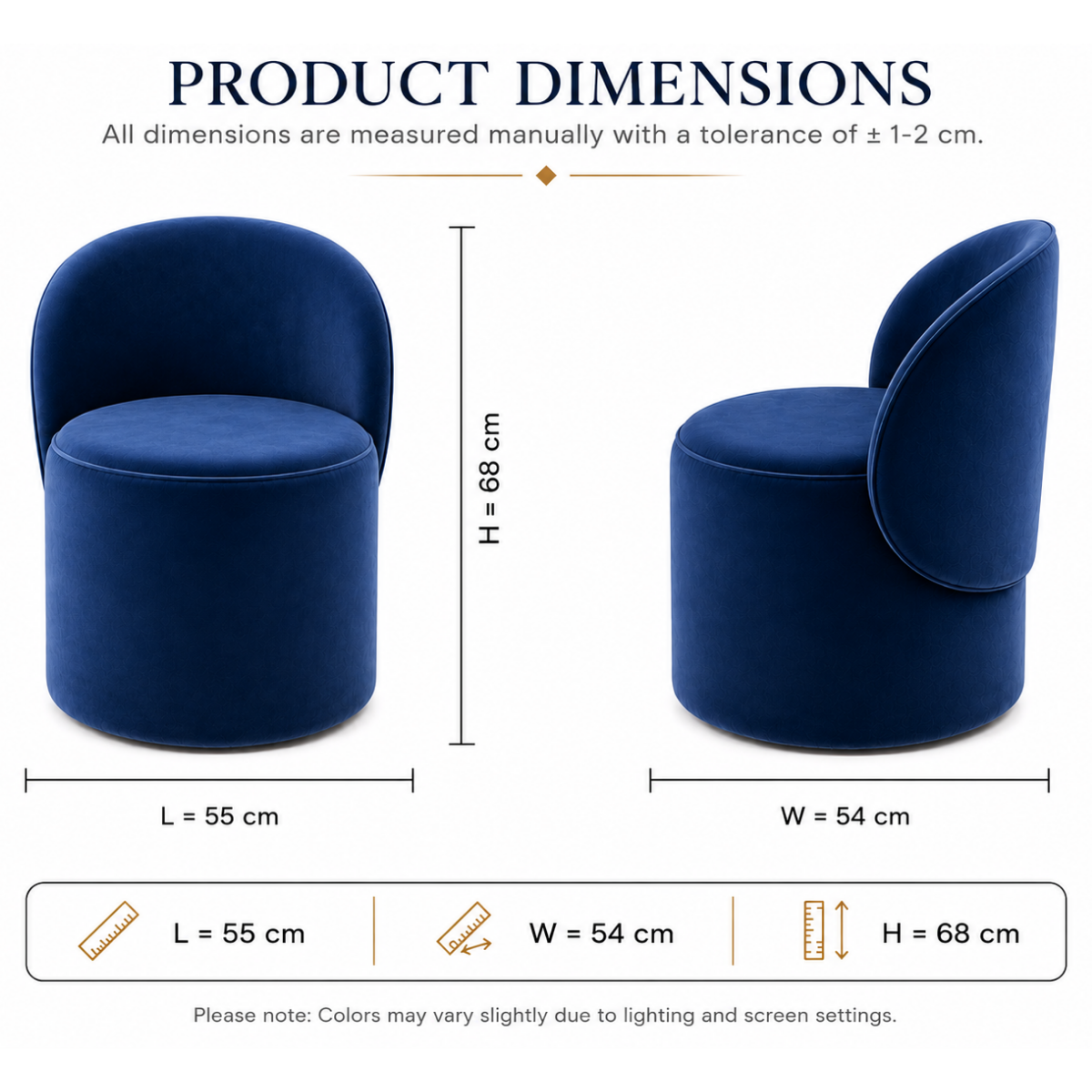 Wooden Twist Luxe Round Velvet Accent Chair with Ergonomic Curved Backrest – Living Room, Bedroom & Lounge