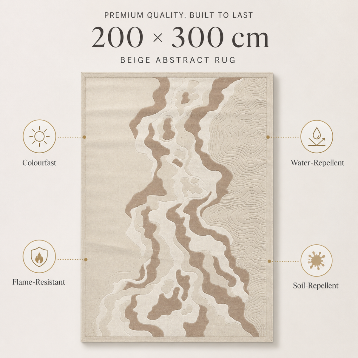 Wooden Twist Turkish area rug quality features - resilient construction, dust reduction, wear resistant, made in Turkey