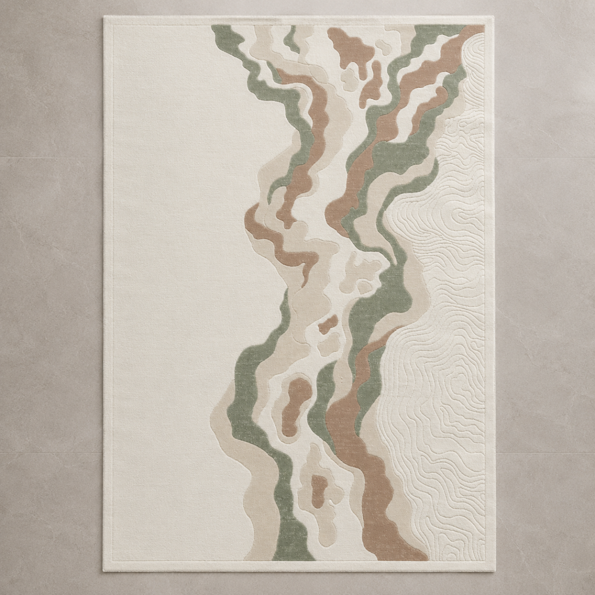Wooden Twist modern abstract Turkish area rug Green 200x300cm on white background
