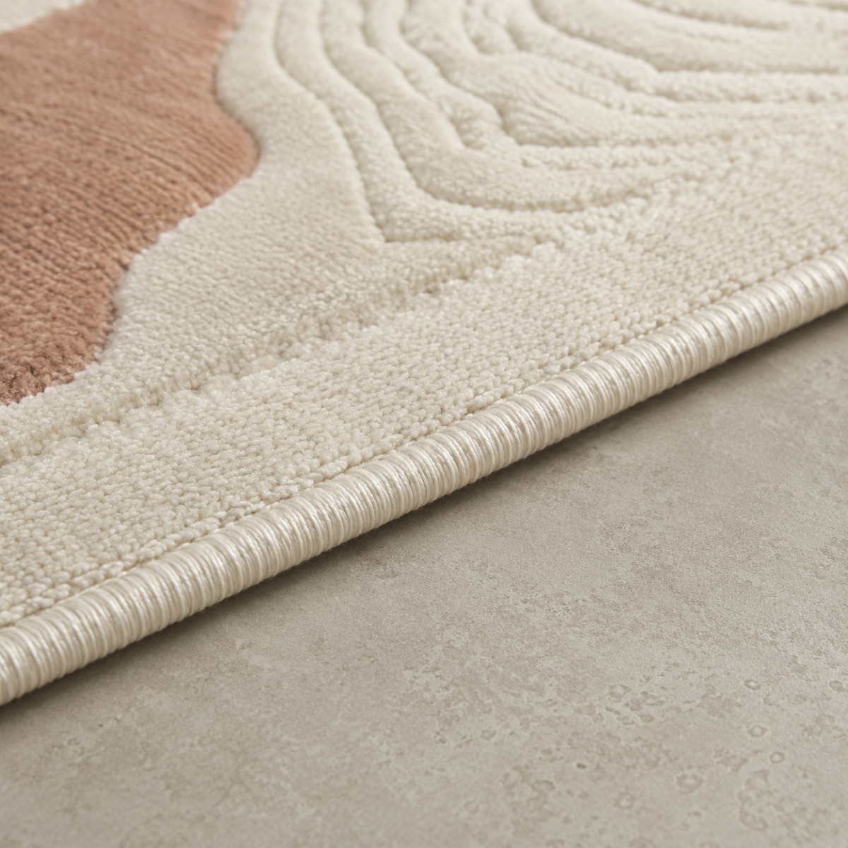 Wooden Twist Turkish area rug close-up texture and bound edging detail