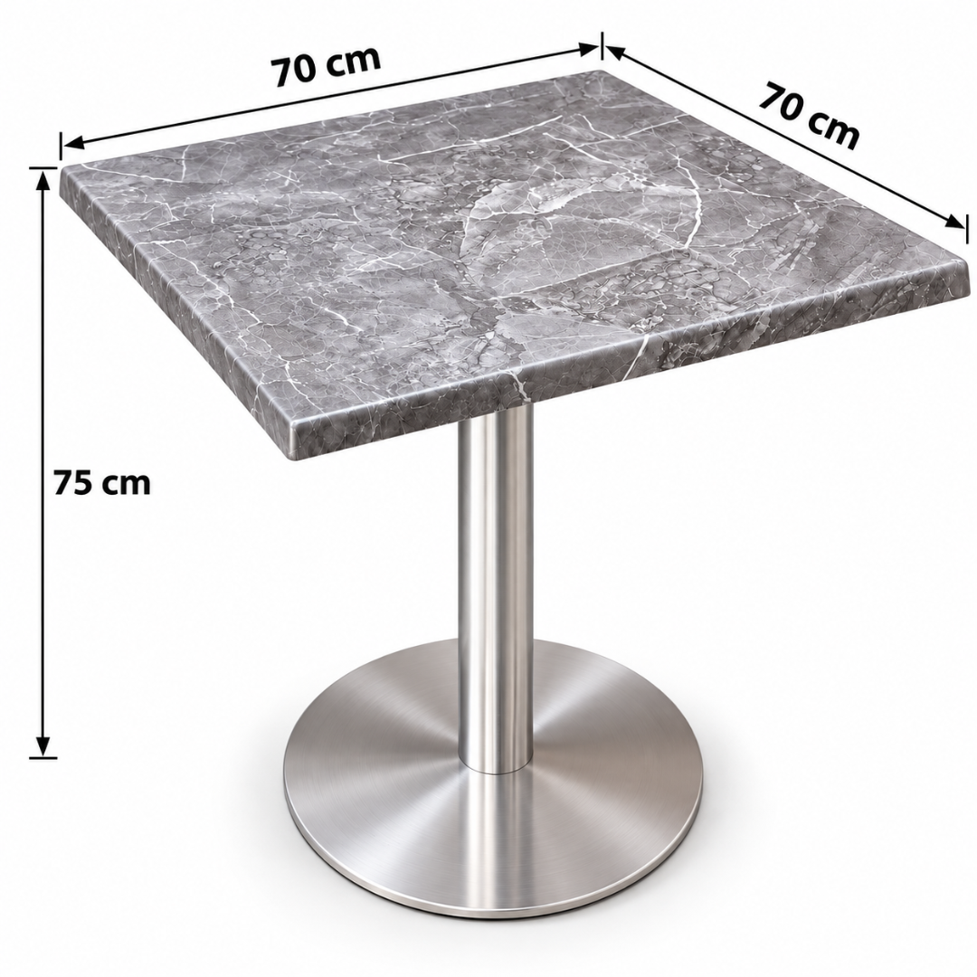 Wooden Twist Vellora Square Pedestal Table Grey Marble Finish – 70 x 70 x 75 cm dimensions