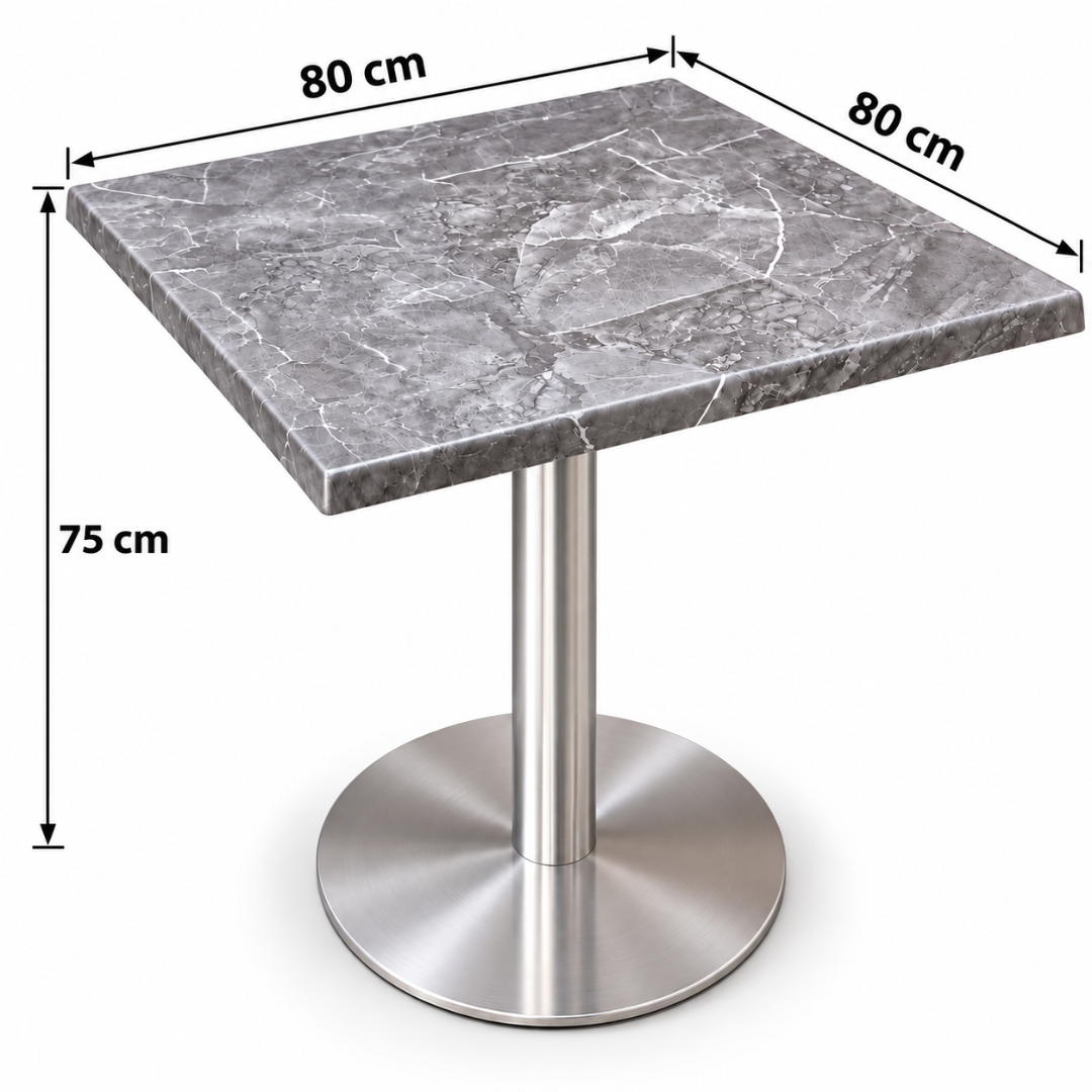 Wooden Twist Vellora Square Pedestal Table Grey Marble Finish – 80 x 80 x 75 cm dimensions