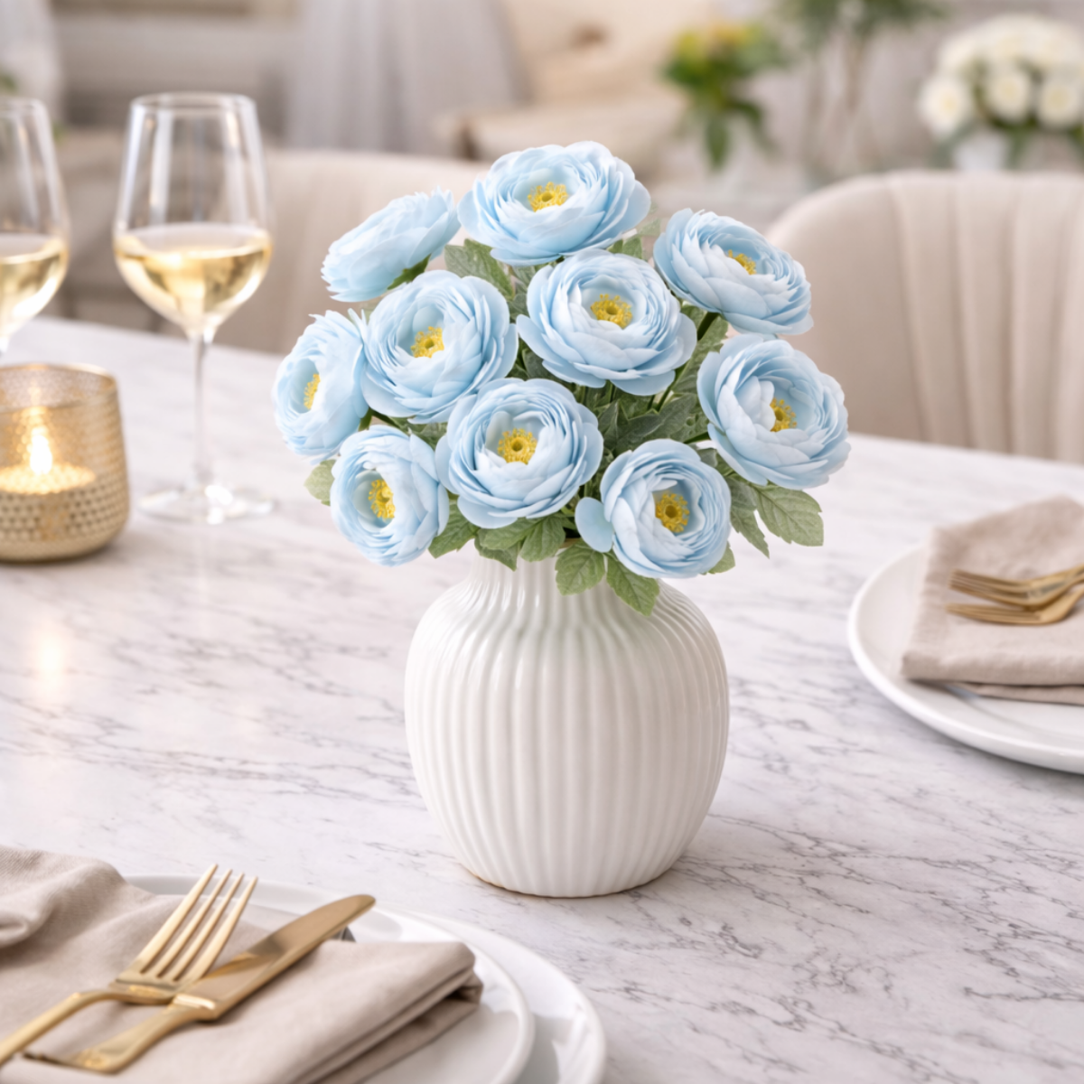 Artificial Blue Ranunculus Flower