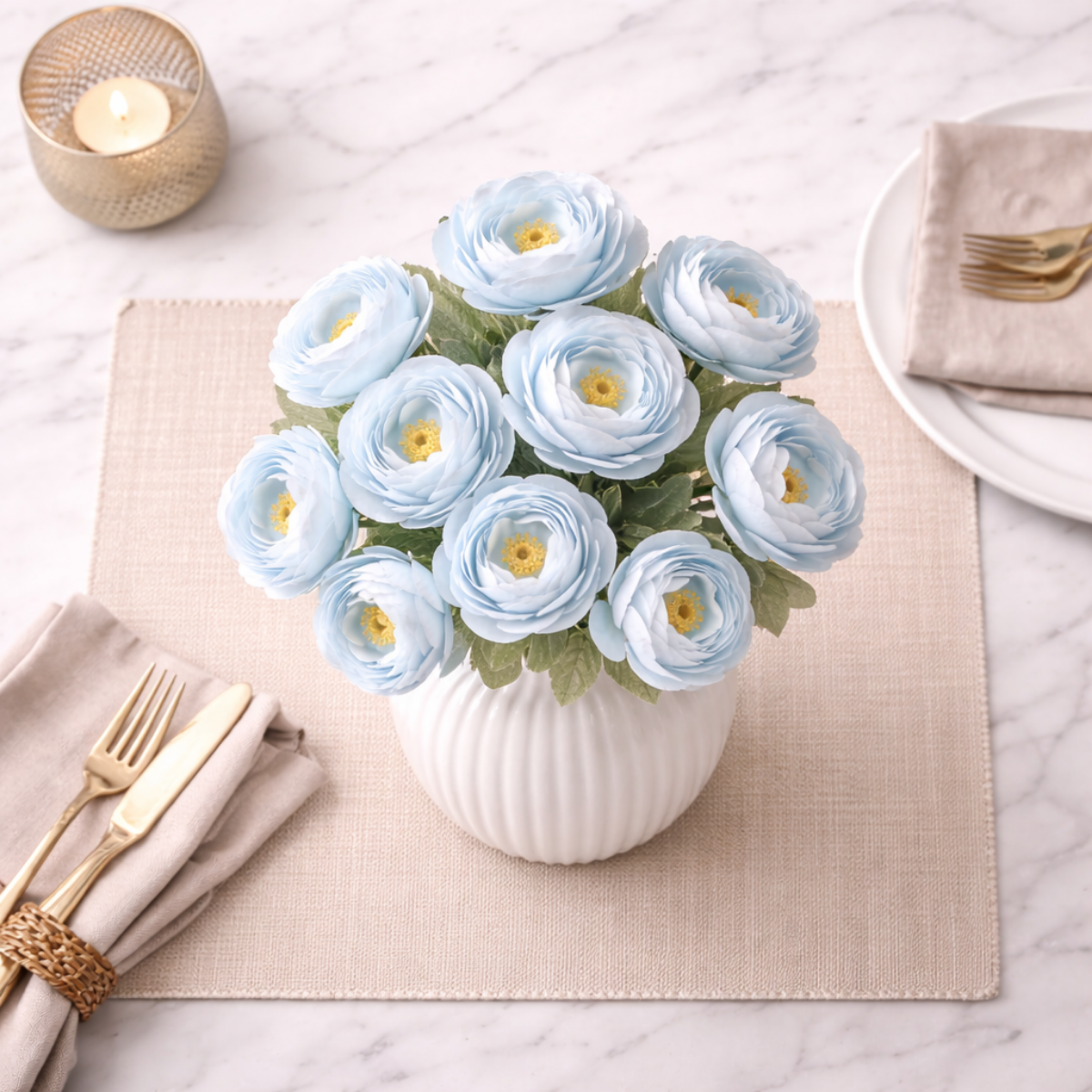 Artificial Blue Ranunculus Flower