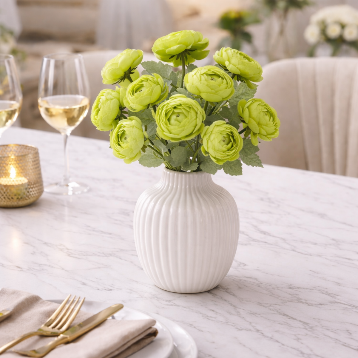 Artificial Green Ranunculus Flower