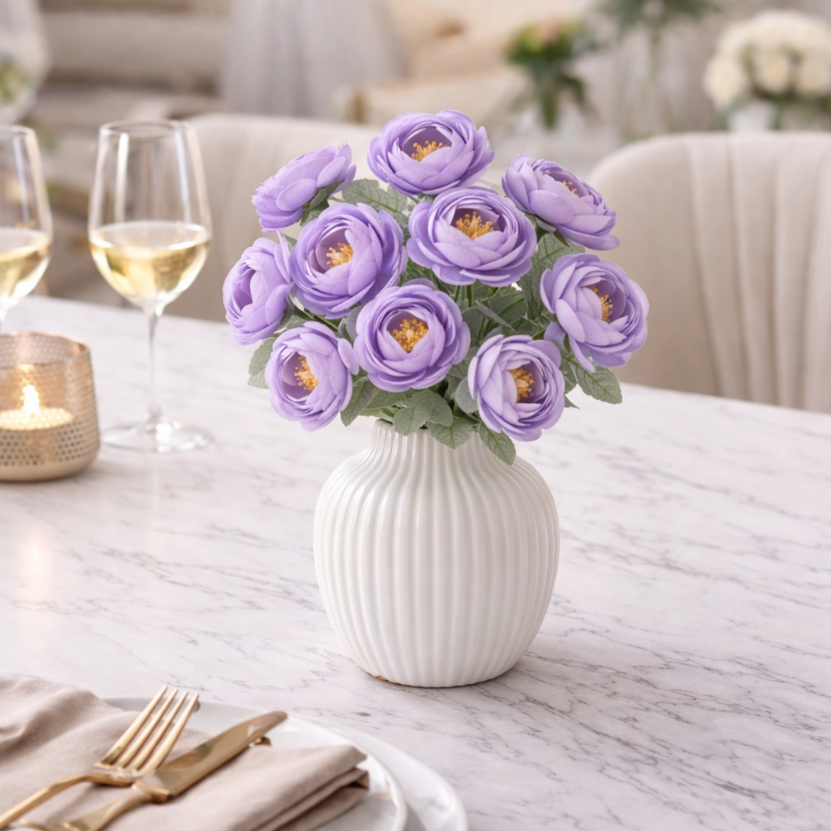 Artificial Purple Ranunculus Flower