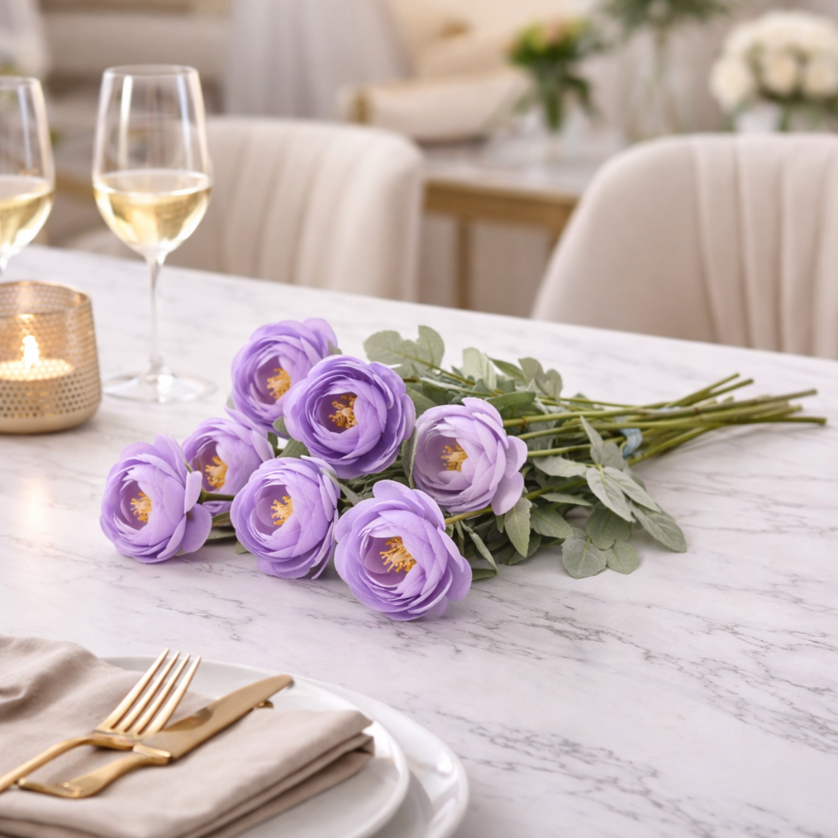 Artificial Purple Ranunculus Flower